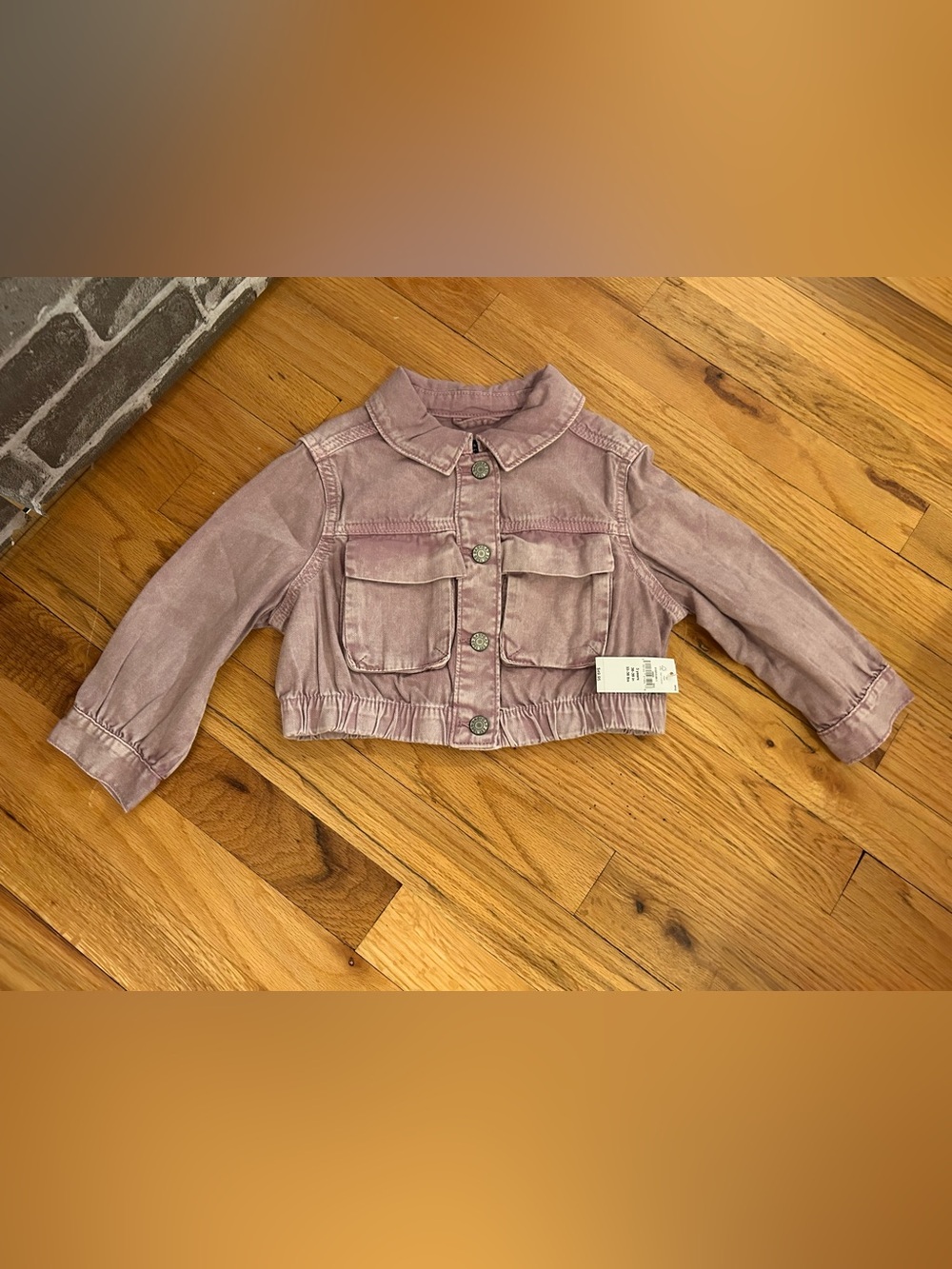 Girls Cropped Mauve Denim Jacket - Brand Gap